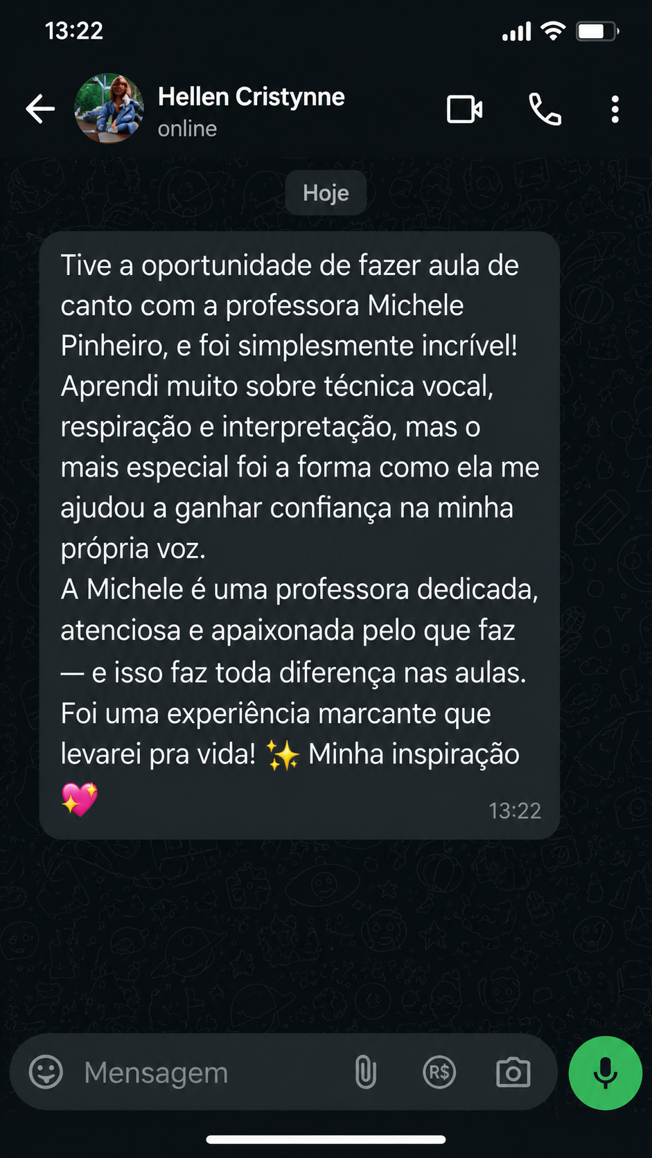Depoimento de Hellen Cristynne